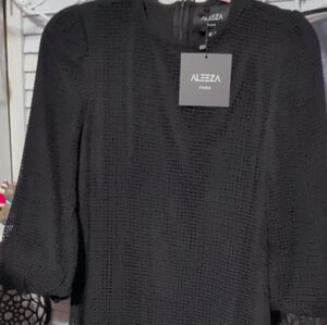 Black Textured Long Sleeve Dress